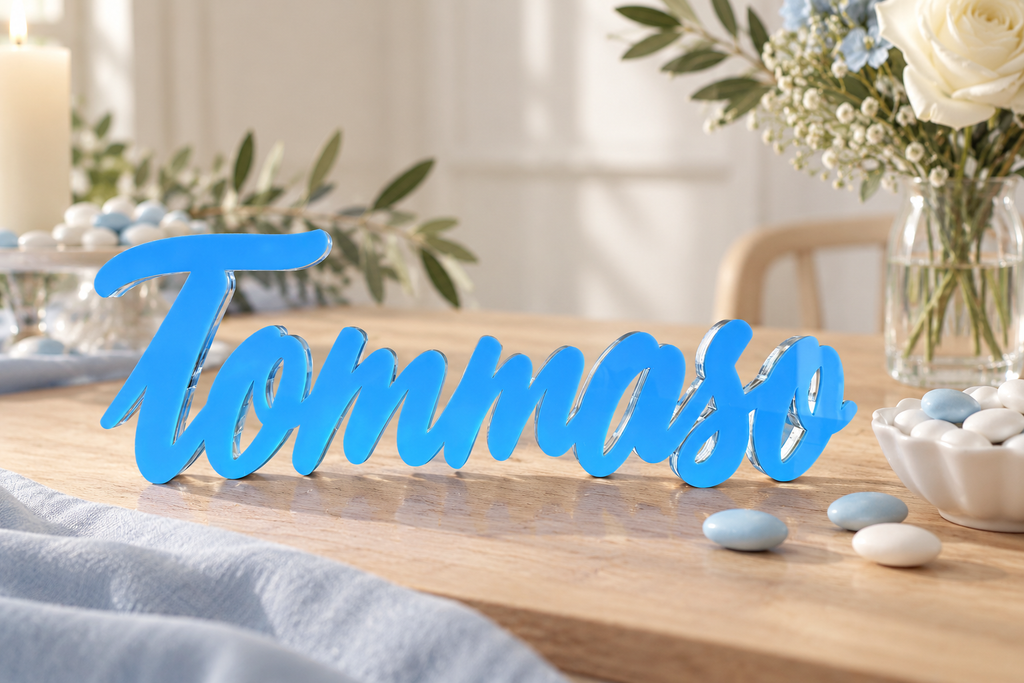 Ambientazione illustrativa su tavolo con confetti
