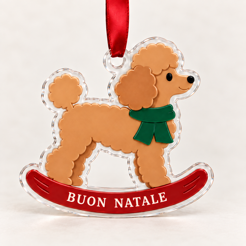 barboncino – pendente natalizio in plexiglass, rendering illustrativo