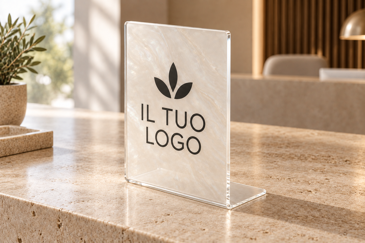 Rendering dimostrativo cartello a L: perlato-reception