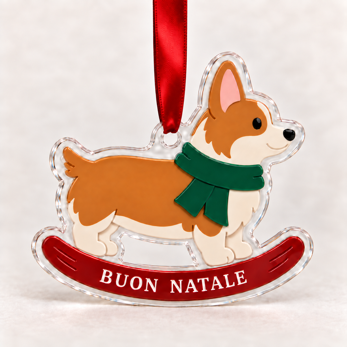 Corgi natalizio in plexiglass – rendering aggiornato