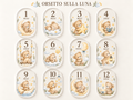 Anteprima illustrativa del set completo Orsetto sulla luna, 12 scene diverse da 1 a 12 mesi