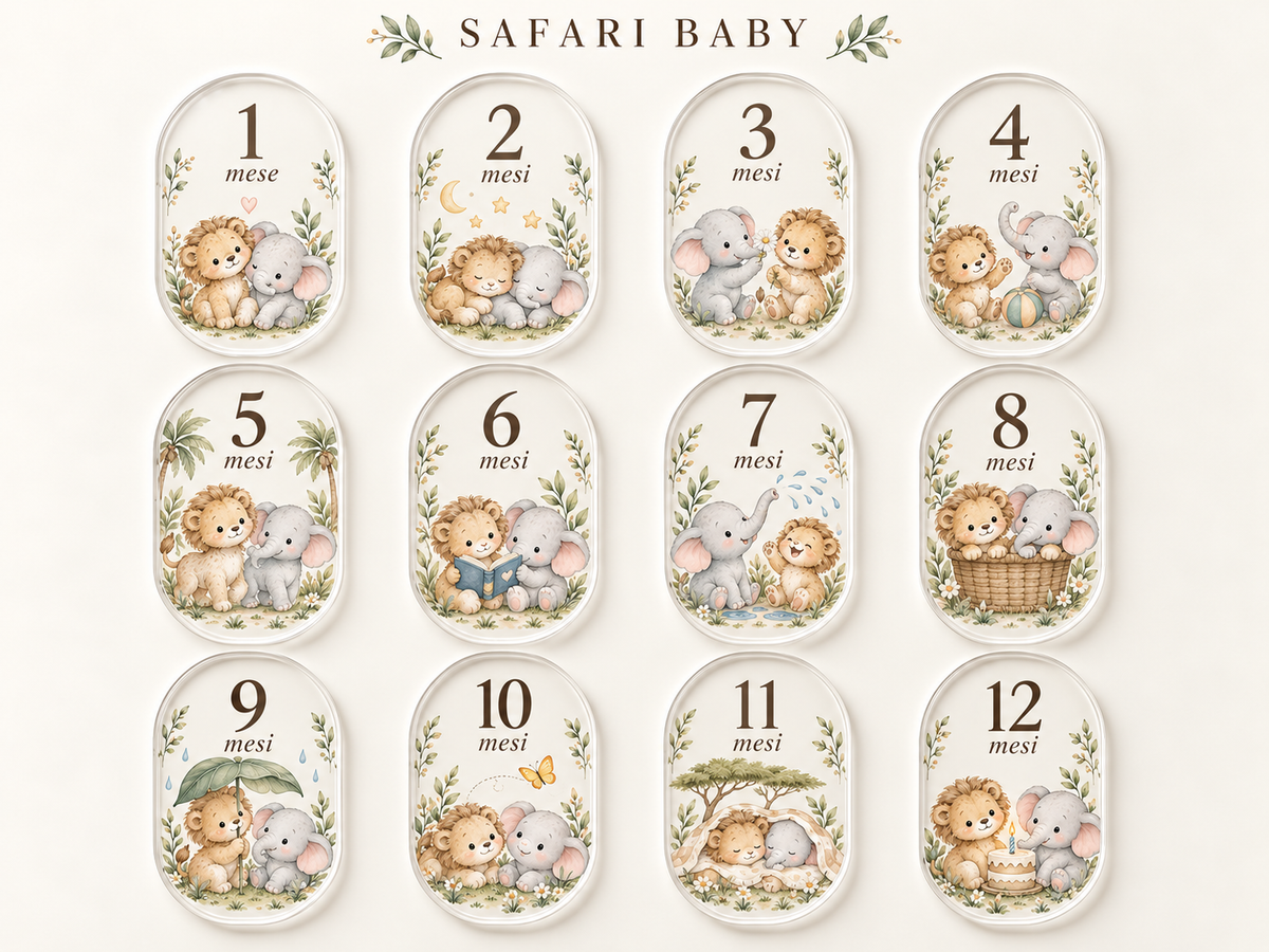 Anteprima illustrativa: 12 segnamese Safari baby