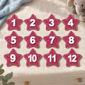 Anteprima stelline glitter rosa con numeri bianchi in rilievo – cameretta
