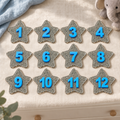 Anteprima stelline glitter argento e numeri in plexiglass azzurro lucido in rilievo – cameretta