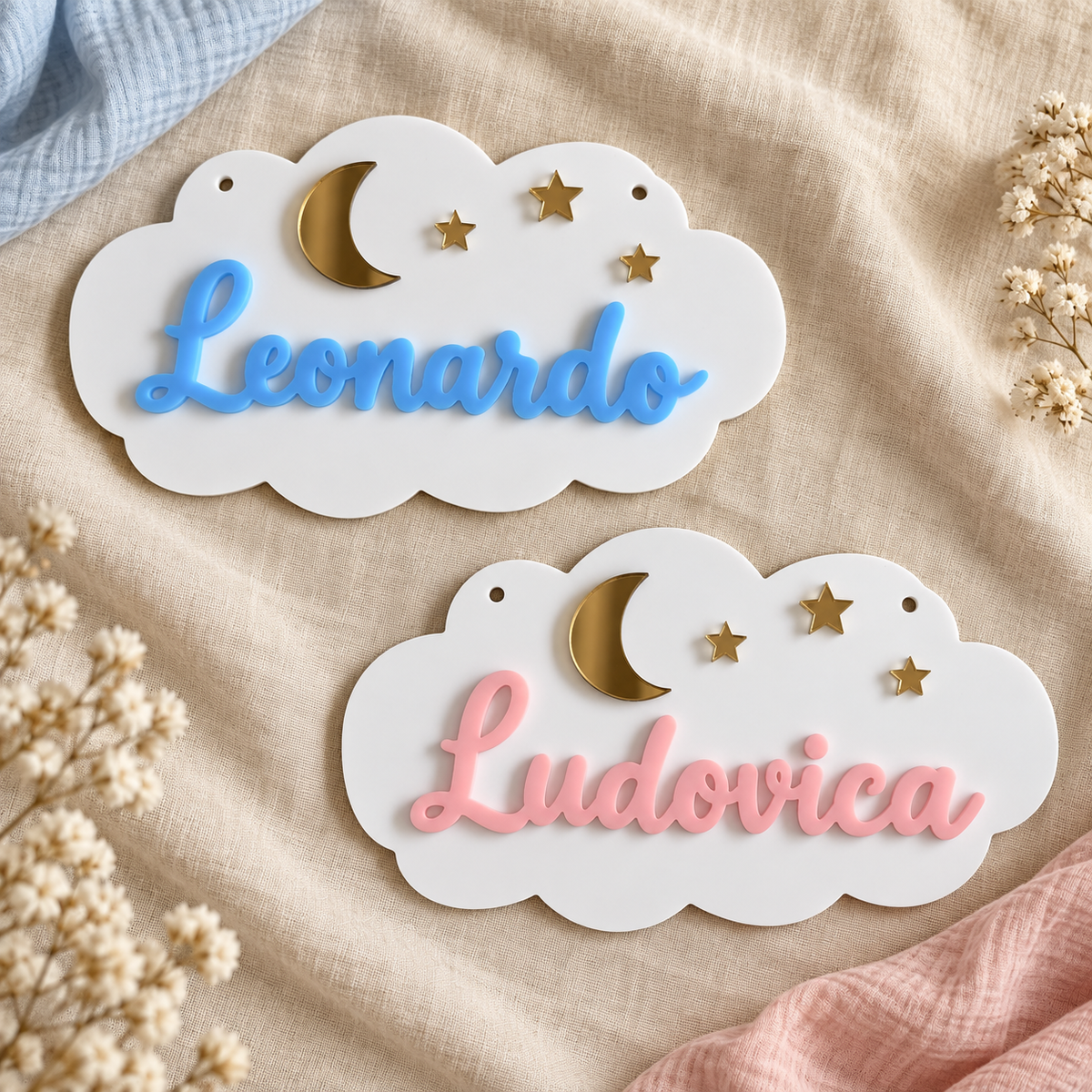 Nuvoletta personalizzabile 25 cm — leonardo ludovica copertina — esempio illustrativo