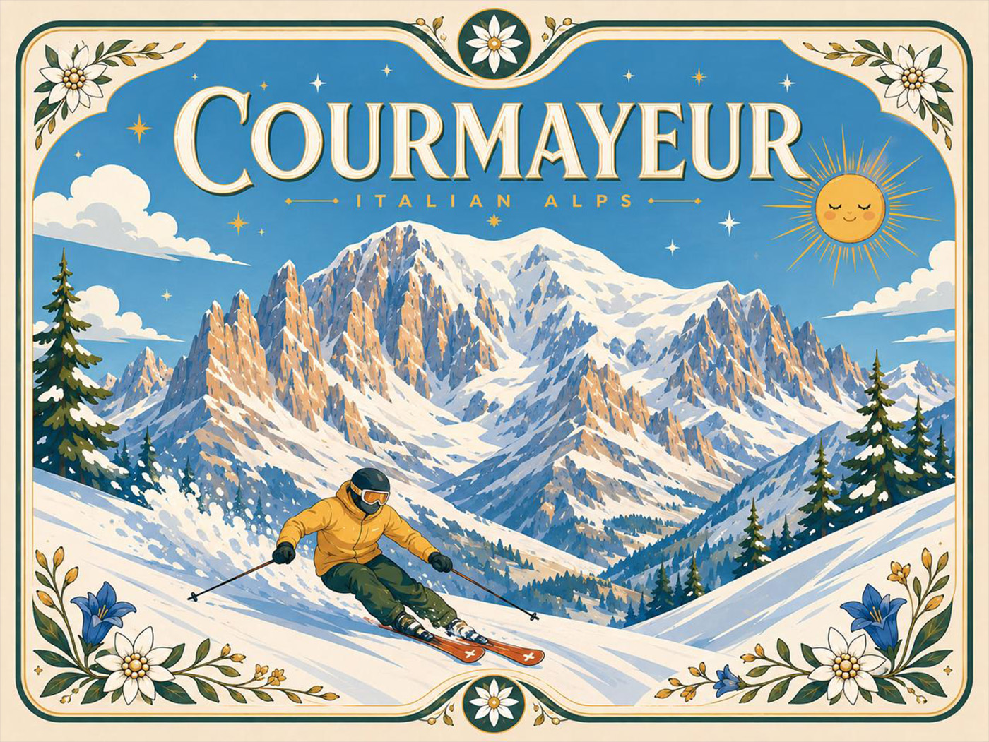 Tovaglietta Americana in pelle con stampa Courmayeur